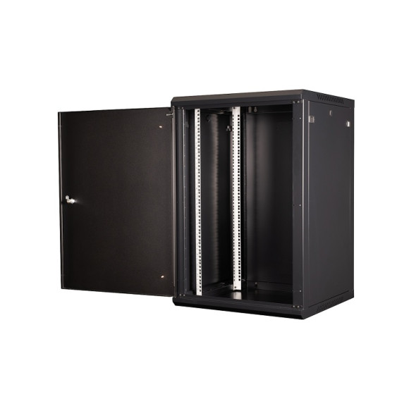 DR-645101 Шкаф 19" телекоммуникационный настенный, 18U 901х600х600 мм, дверь металл, черный