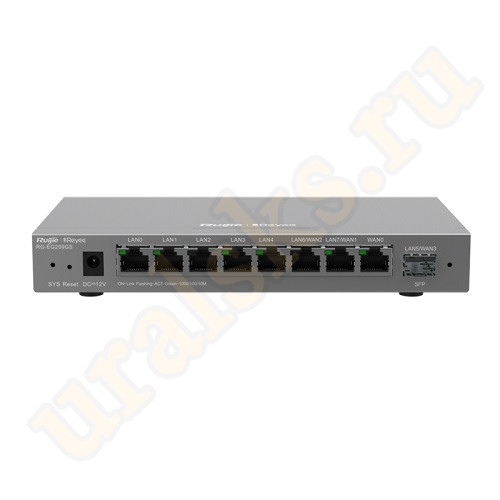 RG-EG209GS Маршрутизатор Ruijie LAN - 7 x 1 Гб/с RJ-45 + 1 x 1 Гб/с SFP, WAN - 1 x 1 Гб/с, RJ-45 - 2 x 1 Гб/с, 1 x SFP 1Гб/с, серый