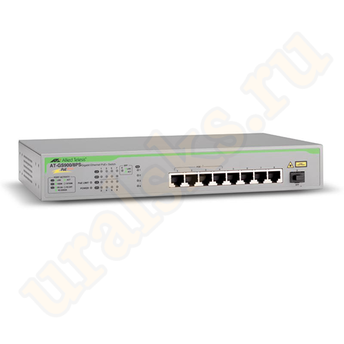 AT-GS900/8PS-50 Коммутатор Unmanaged Gigabit PoE+ Switch with 8 x 10/100/1000T ports and 1 x 1G SFP uplink