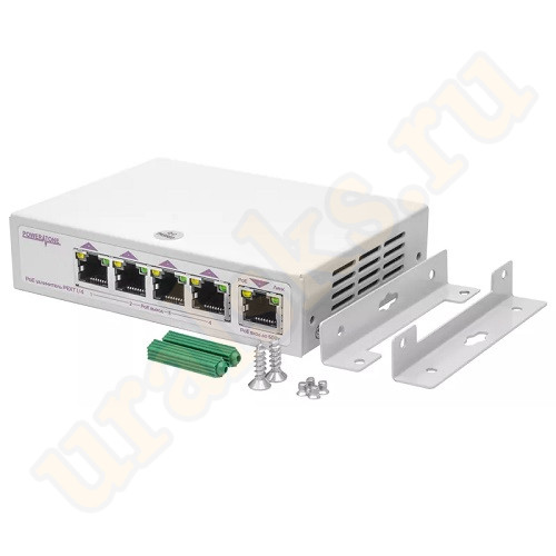 PEXT 1/4 PoE коммутатор/удлинитель интерфейса Ethernet 10/100/1000Mbs PEXT 1/4. 4 PoE выхода, 1 PoE вход, совм. с 802.3af/at, до -40С