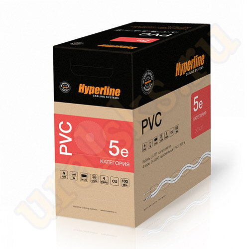 Hyperline FUTP2-C5-S24-IN-PVC-GY-500 Кабель витая пара, экранированная F/UTP, категория 5, 2 пары (24 AWG), одножильный (solid), экран - фольга, PVC