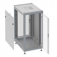 Шкаф монтажный 19" напольный 15U 600x800x800mm, передняя дверь стеклянная, задняя дверь перфорированная, цвет серый Шкаф монтажный 19" напольный 15U 600x800x800mm, передняя дверь стеклянная, задняя дверь перфорированная, цвет серый