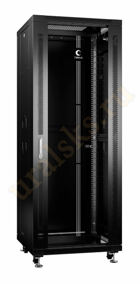 Cabeus SH-05C-32U60/100-BK Шкаф монтажный телекоммуникационный 19" напольный для распределительного и серверного оборудования 32U 600x1000x1610mm (ШхГхВ) передняя стеклянная и задняя сплошная металлическая двери, ручка с замком, цвет черный (RAL 9004)