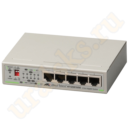 AT-GS910/5E-50 Коммутатор 5 port 10/100/1000TX unmanaged switch with external power supply EU Power Adapter, Configurable with DIP Switch