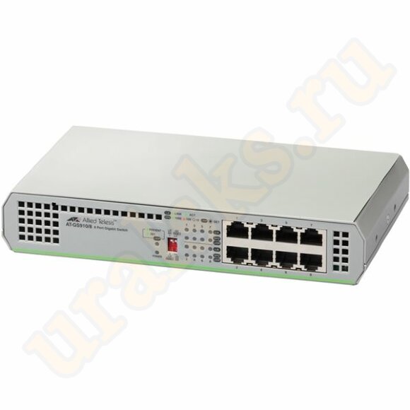 AT-GS910/8-50 Коммутатор 8 port 10/100/1000TX unmanaged switch with internal power supply EU Power Adapter, Configurable with DIP Switch
