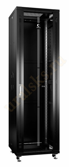 Cabeus SH-05C-42U60/100-BK Шкаф монтажный телекоммуникационный 19" напольный для распределительного и серверного оборудования 42U 600x1000x2055mm (ШхГхВ) передняя стеклянная и задняя сплошная металлическая двери, ручка с замком, цвет черный (RAL 9004)